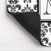 Schwarzes Damast-Muster 2 mit Ihrem Monogramm Mousepad (Ecke)
