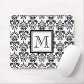 Schwarzes Damast-Muster 2 mit Ihrem Monogramm Mousepad (Mit Mouse)