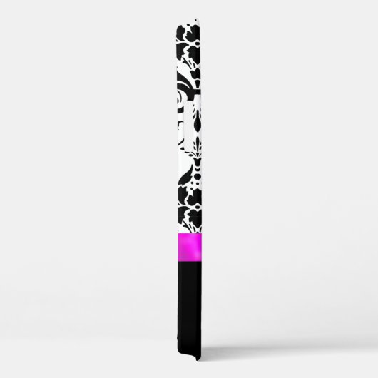 Schwarzes Damast-Rosa-Juwel personalisiert Case-Mate iPhone Hülle (Rückseite / Rechts)