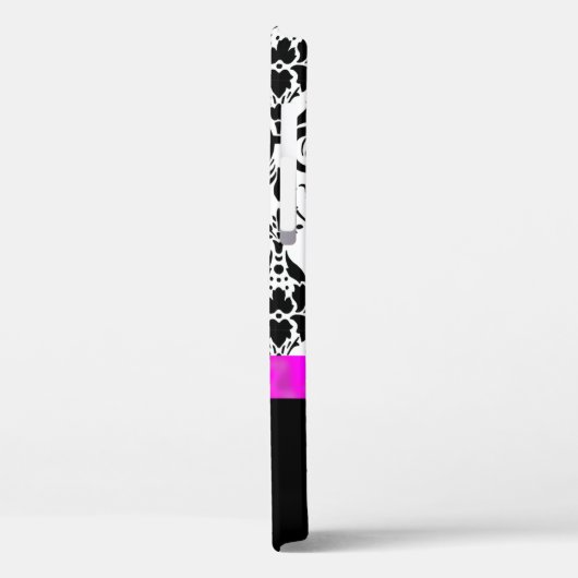 Schwarzes Damast-Rosa-Juwel personalisiert Case-Mate iPhone Hülle (Rückseite / Links)