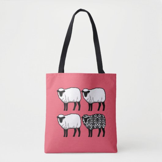 Schwarzes Damast-Schaf in Rosa Tasche (Vorderseite)