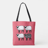 Schwarzes Damast-Schaf in Rosa Tasche (Rückseite)