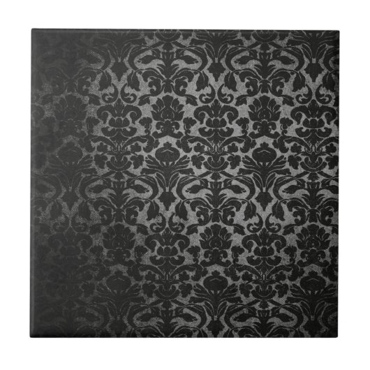 schwarzes Damastmuster mit Spitze Fliese (Vorderseite)