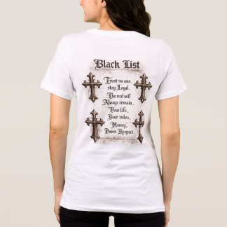 Schwarzes Damen-T-Shirt mit Aufdruck auf dem Rücke Tri-Blend Shirt