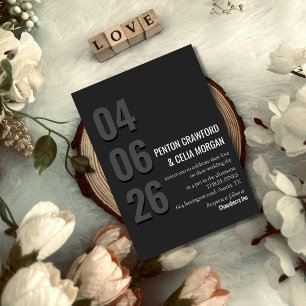 Schwarzes Datum - Minimalistische Hochzeitseinladu Einladung