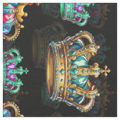 Schwarzes Dekorationsmuster Royal Crown Pattern Te Stoff (Nahaufnahme)