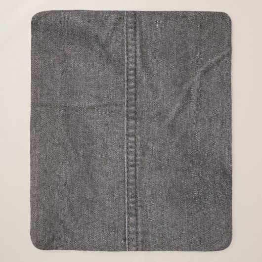 Schwarzes Denim-Gewebe, Modetextur. Sherpadecke (Vorderseite)