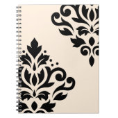 Schwarzes der Rolle-Damast-Kunst-I auf Creme Notizblock (Vorderseite)