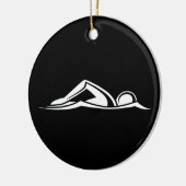 Schwarzes der Schwimmen-Logo-Verzierungs-w/Name Keramikornament (Links)