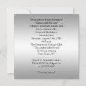 Schwarzes des Bonbon-16 und silberne verzierte Einladung (Rückseite)