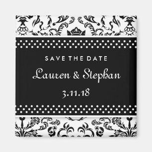 Schwarzes des Damast-311-Lauren Save the Date Magnet