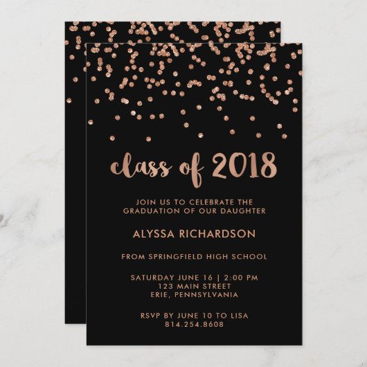 Schwarzes des einladung (Vorne/Hinten)