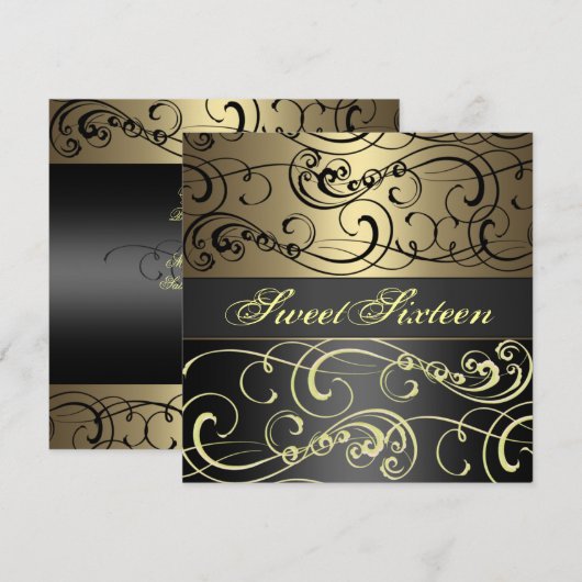 Schwarzes des einladung (Vorne/Hinten)