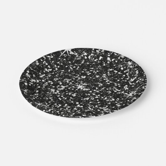 Schwarzes des GLITZER | Pappteller (Schrägansicht)