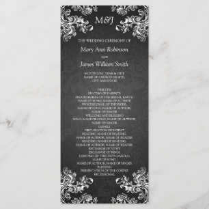 Schwarzes des Hochzeits-Programm-Vintages Programm