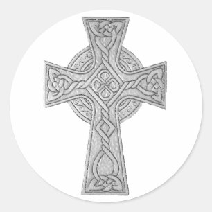 Schwarzes des keltischen Kreuz-3 Runder Aufkleber