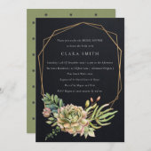 SCHWARZES DESERT ERFOLGREICHES CACTI FOLIAGE-BRAUT EINLADUNG (Vorne/Hinten)