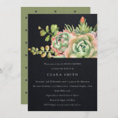 SCHWARZES DESERT ERFOLGREICHES CACTI FOLIAGE-BRAUT EINLADUNG (Vorne/Hinten)