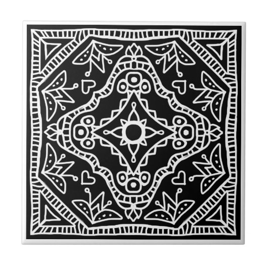 Schwarzes Design Fliese (Vorderseite)