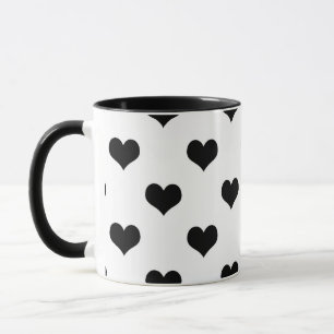 Schwarzes Design mit hübschen Herzen auf Weiß Tasse