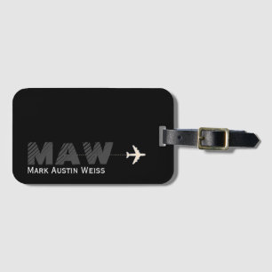 Schwarzes Design mit Reisenamen/Initialen Gepäckanhänger