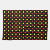 Schwarzes Design mit roten gelben Punkten  Geschirrtuch (Horizontal)
