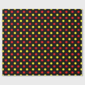 Schwarzes Design mit roten und gelben Tupfen Geschenkpapier (Flach)