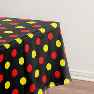Schwarzes Design mit roten und gelben Tupfen Tischdecke