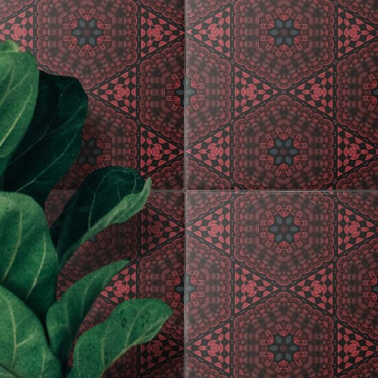 Schwarzes detailliertes Muster für die geometrisch Fliese