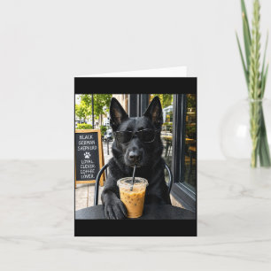 Schwarzes Deutsch Schäferhund Kaffeeliebhaber Hund Karte