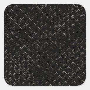 Schwarzes, diagonales Korbmuster Quadratischer Aufkleber