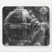 Schwarzes Diagramm der Raumstation Mousepad (Vorne)