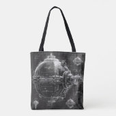 Schwarzes Diagramm der Raumstation Tasche (Rückseite)