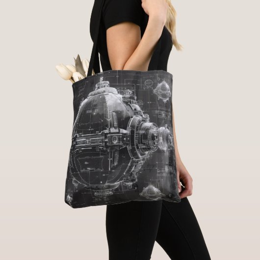 Schwarzes Diagramm der Raumstation Tasche (Von Nahem)