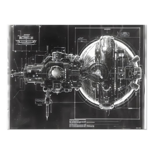 Schwarzes Diagramm der SciFi-Basis Fotodruck (Vorne)