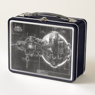 Schwarzes Diagramm der SciFi-Basis Metall Brotdose