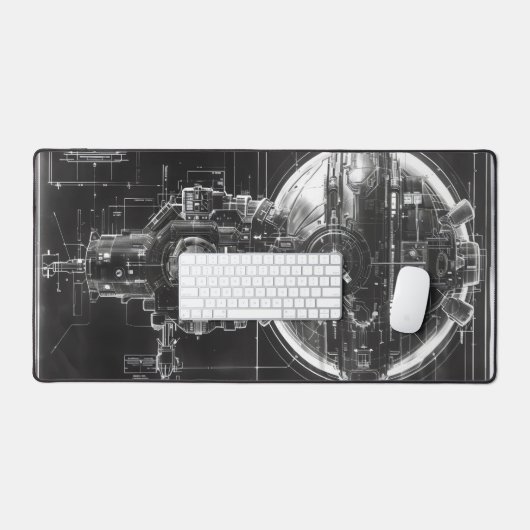 Schwarzes Diagramm der SciFi-Basis Schreibtischunterlage (Tastatur & Maus)