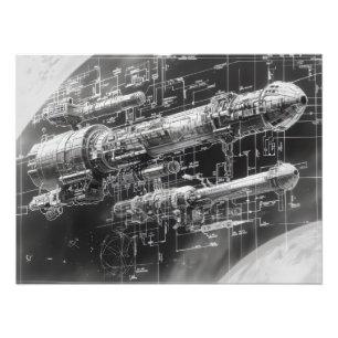 Schwarzes Diagramm der SciFi-Space Fotodruck