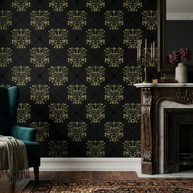 Schwarzes Diamant Damask Muster Tapete (Von Creator hochgeladen)