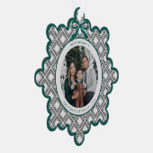 Schwarzes Diamantmuster-Feiertagsornament mit Foto Ornament Karte (Rechts)
