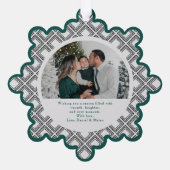 Schwarzes Diamantmuster-Feiertagsornament mit Foto Ornament Karte (Rückseite)