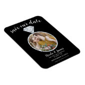 Schwarzes Diamantring-Blende-Foto Save the Date Magnet (Rechte Seite)