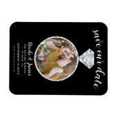 Schwarzes Diamantring-Blende-Foto Save the Date Magnet (Horizontal)