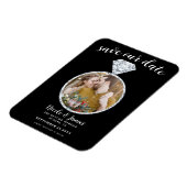 Schwarzes Diamantring-Blende-Foto Save the Date Magnet (Linke Seite)