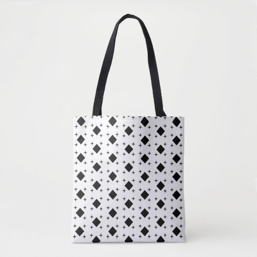 Schwarzes Diamond Geometrisches Muster und Sterne Tasche (Vorderseite)