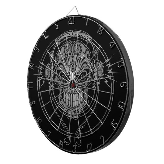 Schwarzes DJ zuckern Schädel Dartscheibe (Vorderseite rechts)