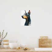 Schwarzes Dobermann-Aquarellporträt Poster (Küche)