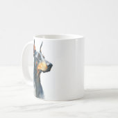 Schwarzes Dobermann-Wasserfarbenporträt Kaffeetasse (Vorderseite Links)