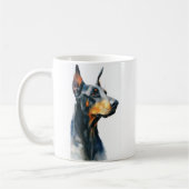 Schwarzes Dobermann-Wasserfarbenporträt Kaffeetasse (Links)