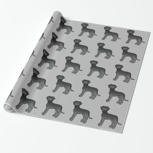 Schwarzes Doggen-Hund-Muster auf Grau Geschenkpapier